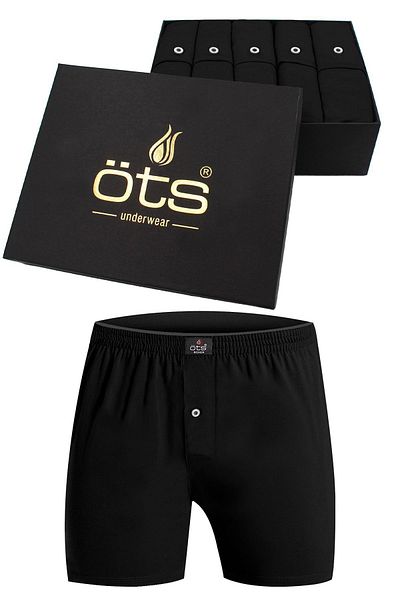Öts Ανδρικό 100% βαμβακερό Boxer Πακέτο με 5 κουμπιά Άνετη εφαρμογή Premium Ειδικό κουτί δώρου