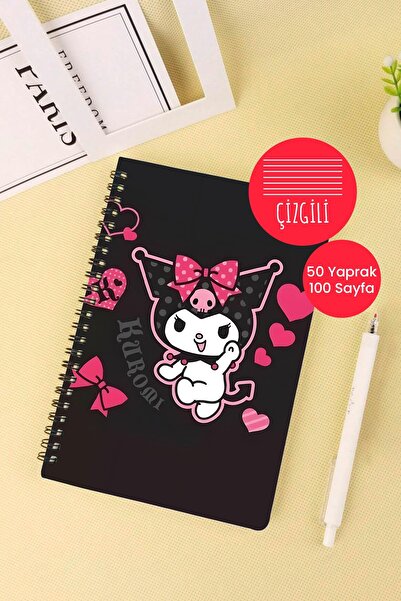 Anime Marketi A5 Spiral School Notebook with Kuromi Written Design 50 Sheets 100 Pages - Ruled