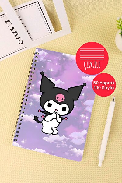 Anime Marketi دفتر مدرسي بتصميم كورومي A5 حلزوني 50 ورقة 100 صفحة - مسطر