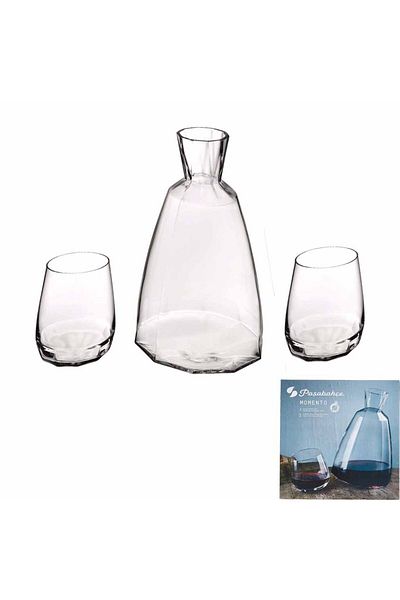 Paşabahçe Hacıyatmaz Goblet Set with 1 Carafe and 2 Glasses