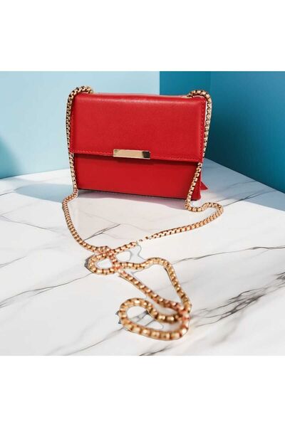 PNRSTİL Gold Metal Plated - Women's Bag with Handle and Magnet, Two-Compartme...