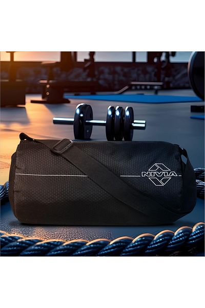 Nivia Basic Duffle Bag | Polyester (Black, 12 Litre) Gym Bags | Adjustable Shoulder Bag