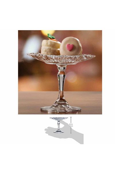 Paşabahçe Mini Glass Serving Plate - 12.5X12.5X10.5 cm with Foot