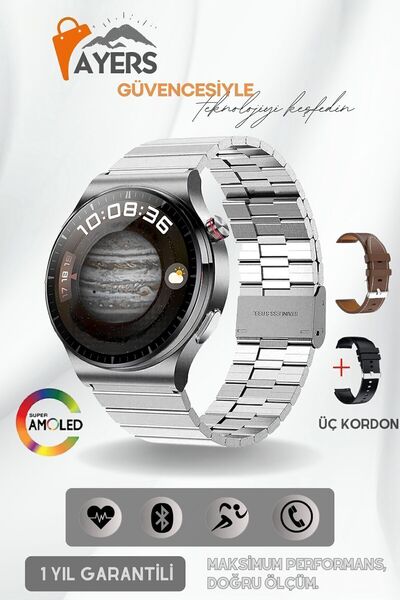 HAINOTEKO Haino Teko RW32 Curved Amoled Ekran 3 Kordon GT4 Pro Akıllı Saat Ak...