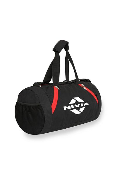 Nivia Beast Gym Bag | Polyester (Black/Red, Standard) Shoulder Bag | Fitness Bag
