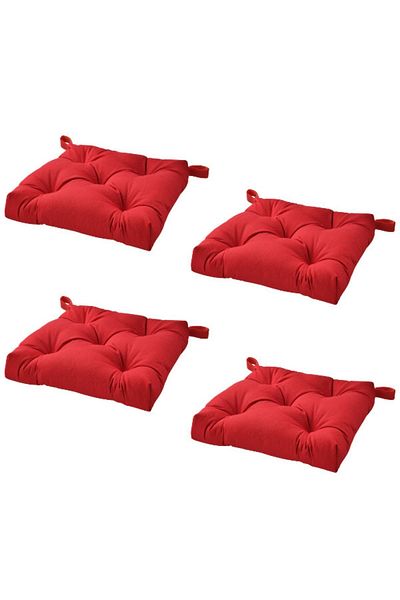 Eminel Ticaret Malinda Chair Cushion, Red, 4 Pieces, 40/35x38x7 Cm