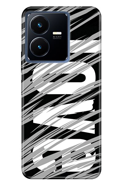 vivo Y22s - Y35 Uyumlu Kılıf Silikon Desenli Resimli Kapak Gri Aşk Love Tema