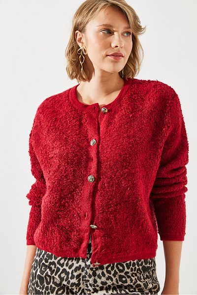 Bianco Lucci Towel Patterned Women's Cardigan - Buttoned