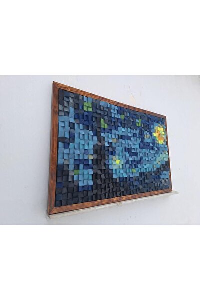 zenedesignstudio Ahşap Akustik Panel 120*80 cm Duvar dekorasyon Yıldızlı gece...