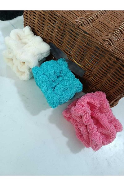 MEŞELİ TEKSTİL 6 Pieces Water Absorbent Wrist Washing Bands - for Athlete and Spa, Cream Pink Green