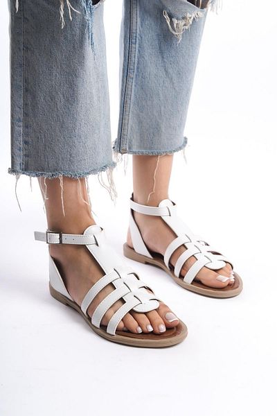 Bak Store Gladiator Style White Women's Bodrum Sandals