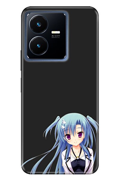 vivo Y22s - Y35 Uyumlu Kılıf Silikon Desenli Resimli Kapak Mavi Anime Kız
