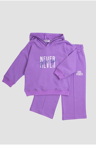 Chicsy Baby Oversize Hooded Text Printed Baby Kids Tracksuit Set