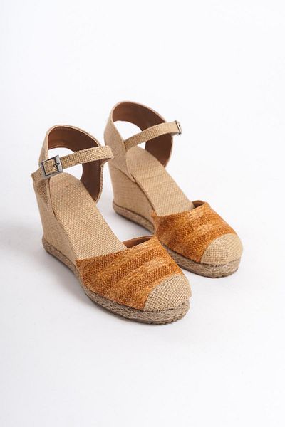 Bak Store Orange Straw Women's Espadrille - Wedge Heel Sandals