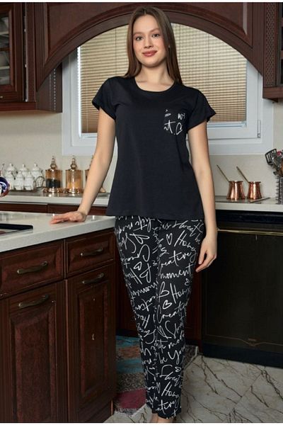 BAHHAR Short Sleeve, Six Long and Pocketed Pants, Women's Pajama Set (Viscose Fabric)