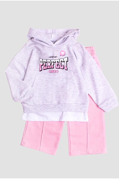 Chicsy Baby Perfect Baskılı Kapüşonlu Oversize Alt Üst Bebek Çocuk Eşorfman T...