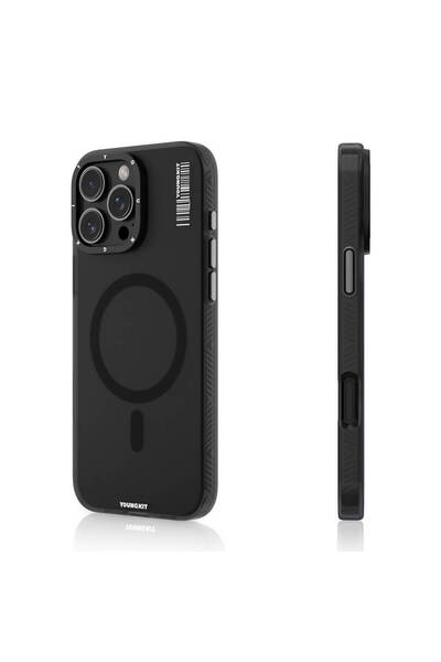 Youngkit iPhone 16 Pro Uyumlu Kılıf Magsafe Şarj Özellikli Youngkit Hidden Sand Serisi Kapak Siyah
