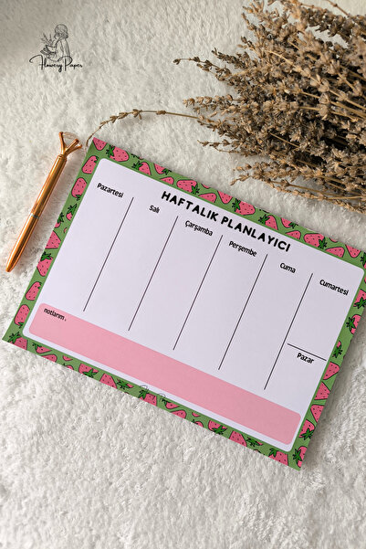 Flowery Paper Planlayıcı A4  - Memopad,Check List ,Not Defteri,Haftalık planl...