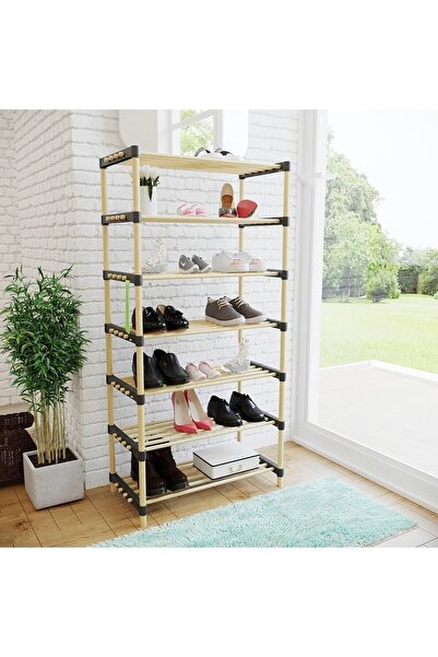 SEOWOOD Ahşap 7 Katlı Ayakkabılık Çok Amaçlı Modüler Raf 57 Cm Genişlik