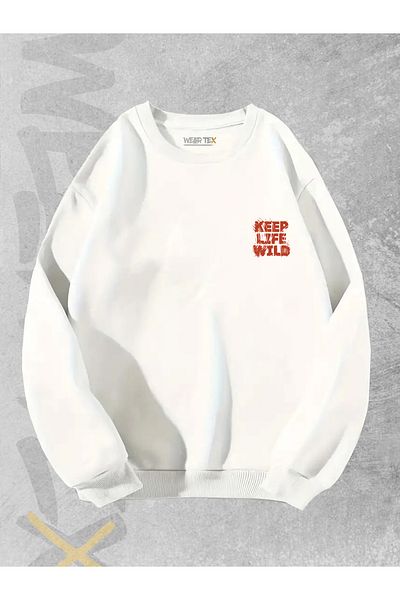 WEARTEX Unisex Keep Life Wild Printed Oversize Sweatshirt - Crew Neck Hoodie
