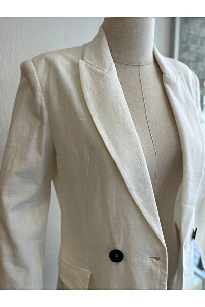 Dilvin 6785 Iki düğmeli keten ceket