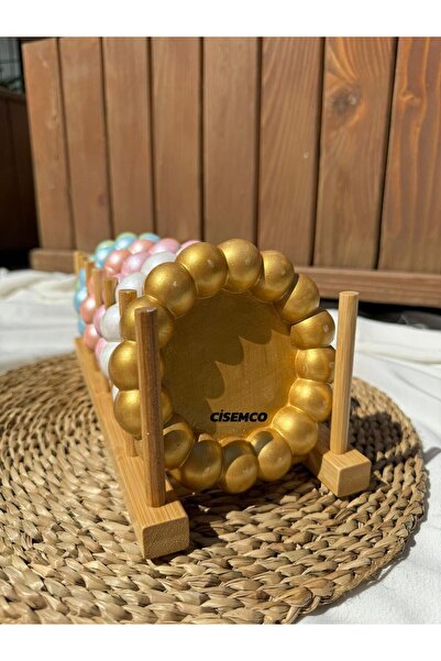 Çisem Gold Pearlescent Bubble Decorative Concrete Plate Coaster Presentation ...