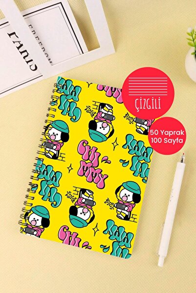 Anime Marketi Bt21 Chımmy Designed A5 Spiral School Notebook 50 Sheets 100 Pages - Ruled