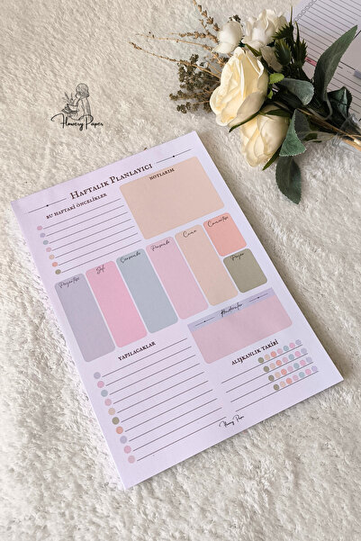 Flowery Paper Planlayıcı A4  - Memopad,Check List ,Not Defteri,Haftalık planl...