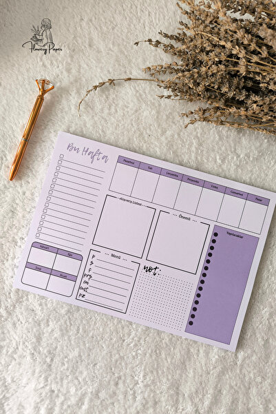 Flowery Paper Planlayıcı A4  - Memopad,Check List ,Not Defteri,Haftalık planl...