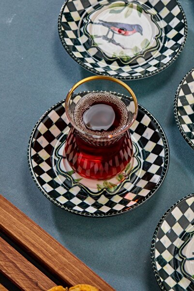 Cooker 12.5 cm Porcelain Patterned Special Series - 6-Piece Alaçatı Plate