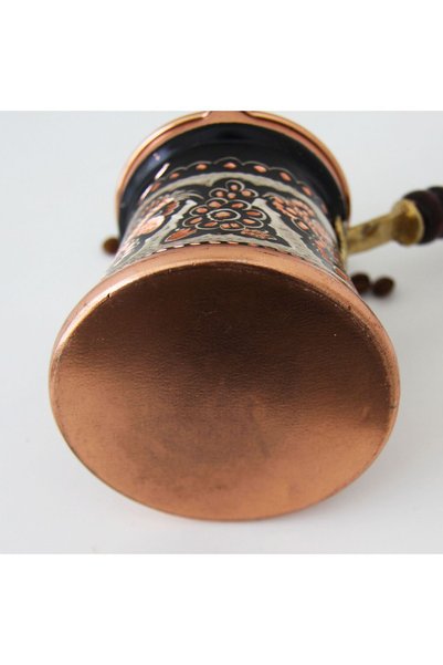 Alone Handmade Copper Coffee Pot |   Small Size Wooden Handle Patterned Coffee Pot