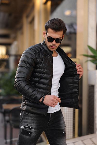 gm giyimarket Кожено яке Slim Fit Puffer
