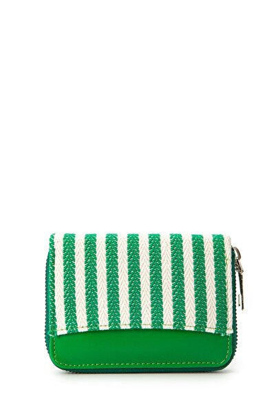 minebag Зелений шкіряний гаманець для жінок з комбінованим дизайном - Zc157 з відділеннями