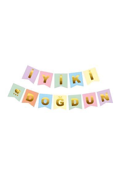 Big Party Χρόνια Πολλά Macaron - Χαρτοκιβώτιο με γράμματα, φύλλα, χρυσό σε μικτό χρώμα