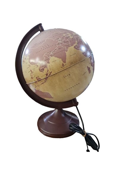 Brons Dünya Küresi Işıklı Atik Serisi Kahve Renkli 26cm