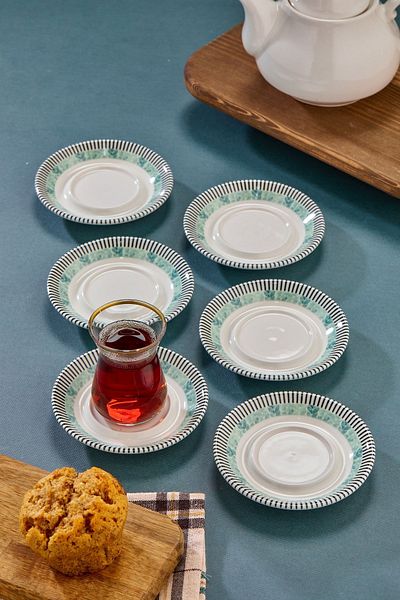 Cooker 12.5 cm Porcelain Patterned Special Series - 6-Piece Alaçatı Plate
