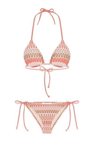 AQUELLA Knitwear Knitted Multicolored Triangle Bikini Set