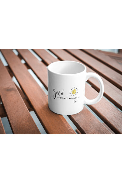 EYBaskı Tasarım كوب بورسلين أبيض مطبوع عليه Good Morning