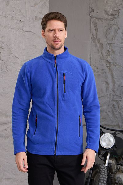 COMBİNE MİCHAİL Ανδρικό Fleece Jacket - Χοντρό φερμουάρ, Βαμβακερό, Saks Blue