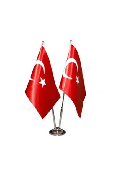 Vatan Bayrak Table Top Turkish Flag with Pole - Double