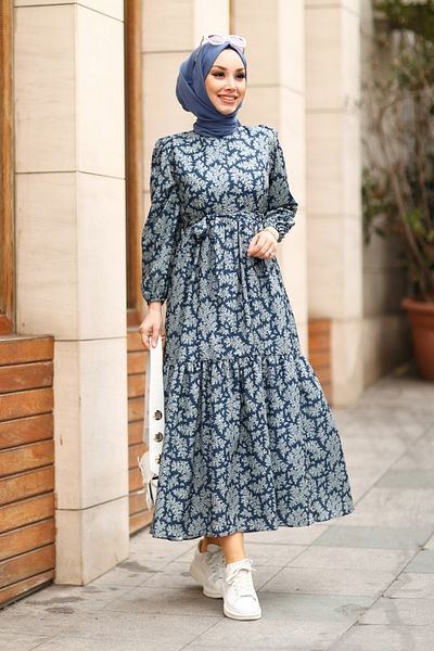 Gizce Medusa Navy Blue Dress