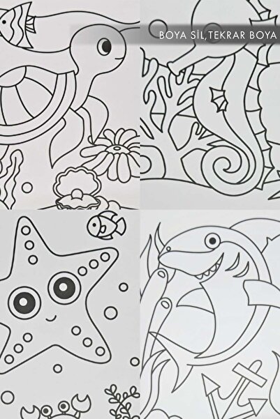 CARIOCA Lino Boya Sil Aktivite Kitabı Deniz Canlıları Bebek 6'lı Kalem Hediyeli (BOYA VE KOLAYCA SİL)