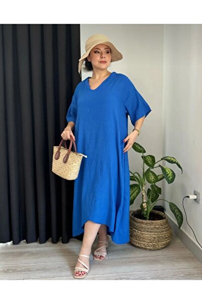 Generic Brand ROCHIE ALBASTRĂ DE ZIĂNĂ PENTRU FEMEI MĂRIMI MARI, CU BĂRBAȚIȚE...