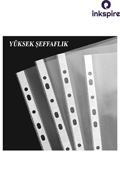 inkspire A4 Blue Wire and Transparent Bag File - 20/100 Pieces, Föy File with Hole on the Edge