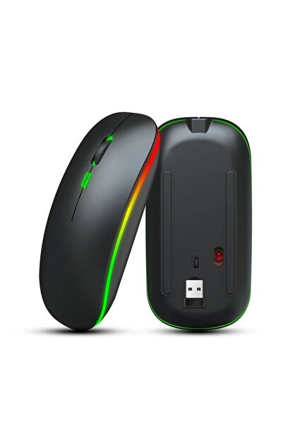 MATECHNO RGB Aydınlatmalı Kablosuz Fare Wireless Mouse 4 Tuşlu Renkli Sessiz ...