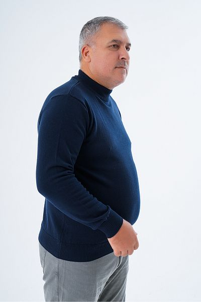 Trist Star Ανδρικό πουλόβερ Navy Blue Plus Size - Μισό ζιβάγκο, 100% βαμβάκι, TRIST-2002