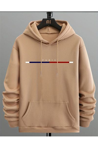 MOONBULL Ανδρικό ριγέ φούτερ με κουκούλα Oversize - Σχέδιο κάτω από το Παρίσι