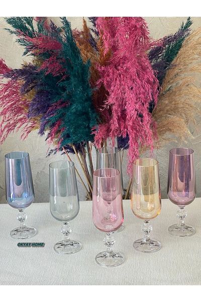Paşabahçe Bohemia 6 Colors 180cc Crystal Coffee Side Water Cup, Soft Drink Cup, Dowry, Gift