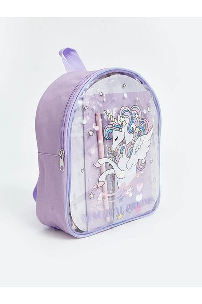 LC Waikiki LCW ACCESSORIES - Geantă de mână cu fermoar și set de papetărie pentru fete