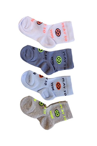 Butik Boy's 4 Pieces Ball Figured Socks 0 -1, 1-2, 3-4 Years